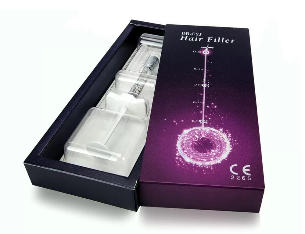 Preparat DR.CYJ Hair Filler w oryginalnym opakowaniu – profesjonalny produkt do mezoterapii skóry głowy, wspomagający wzrost włosów i ograniczający ich wypadanie.